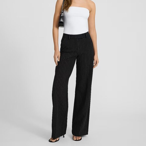 NWT Express Black Pinstripe Editor Pants - Picture 1 of 7